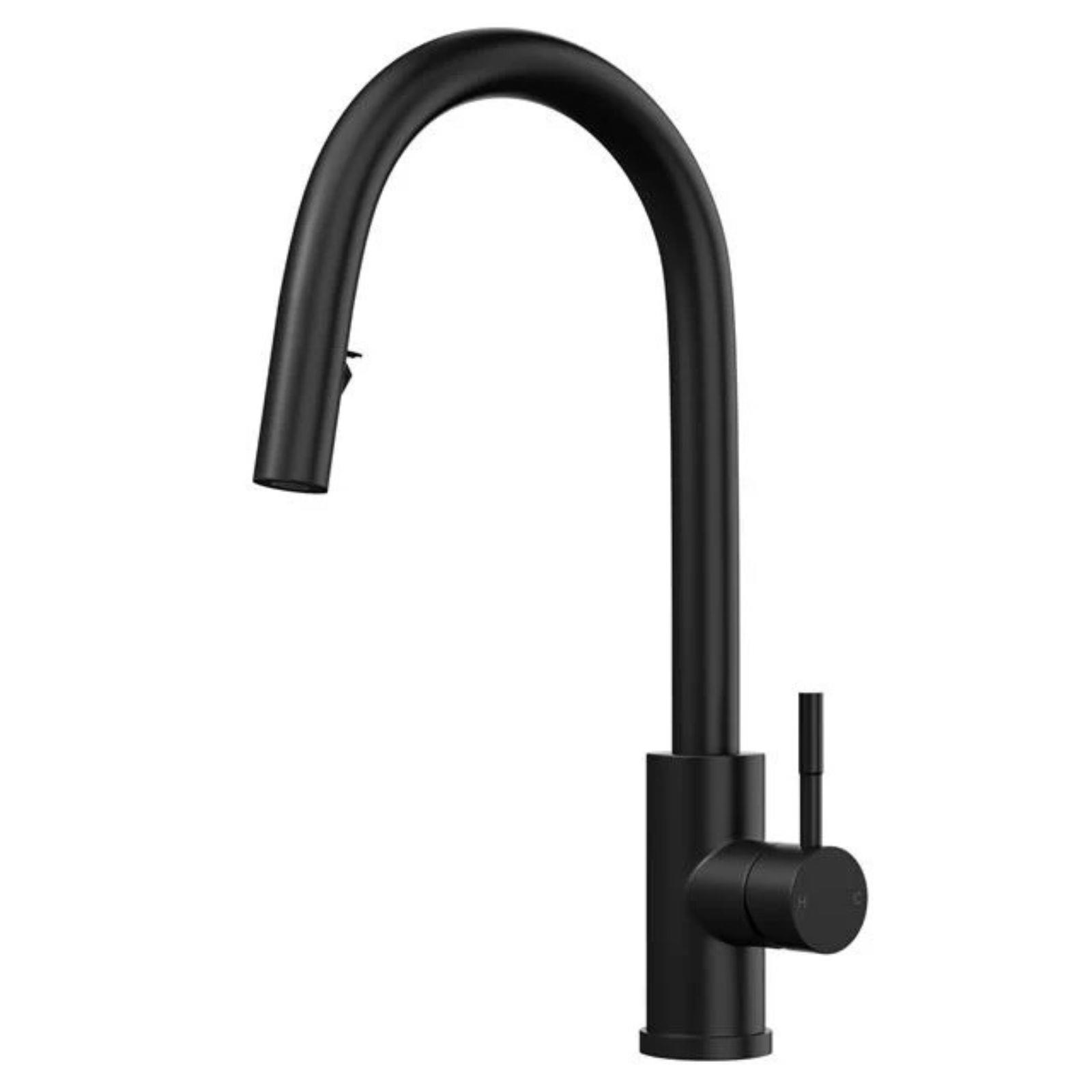 Luquicina le11mb grifo cocina negro mate extraíble monomando caño alto