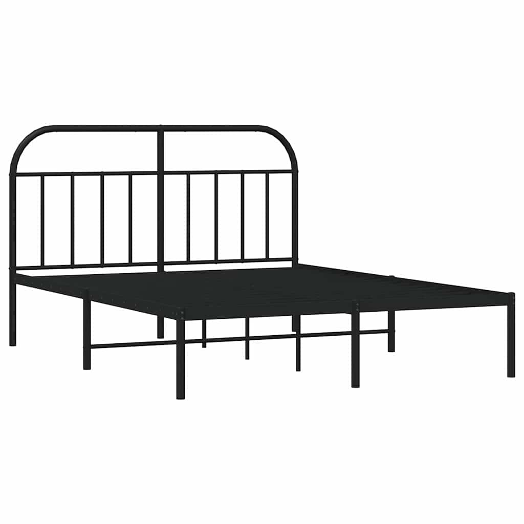 vidaXL estructura cama sin colchón con cabecero metal negro 135x190 cm