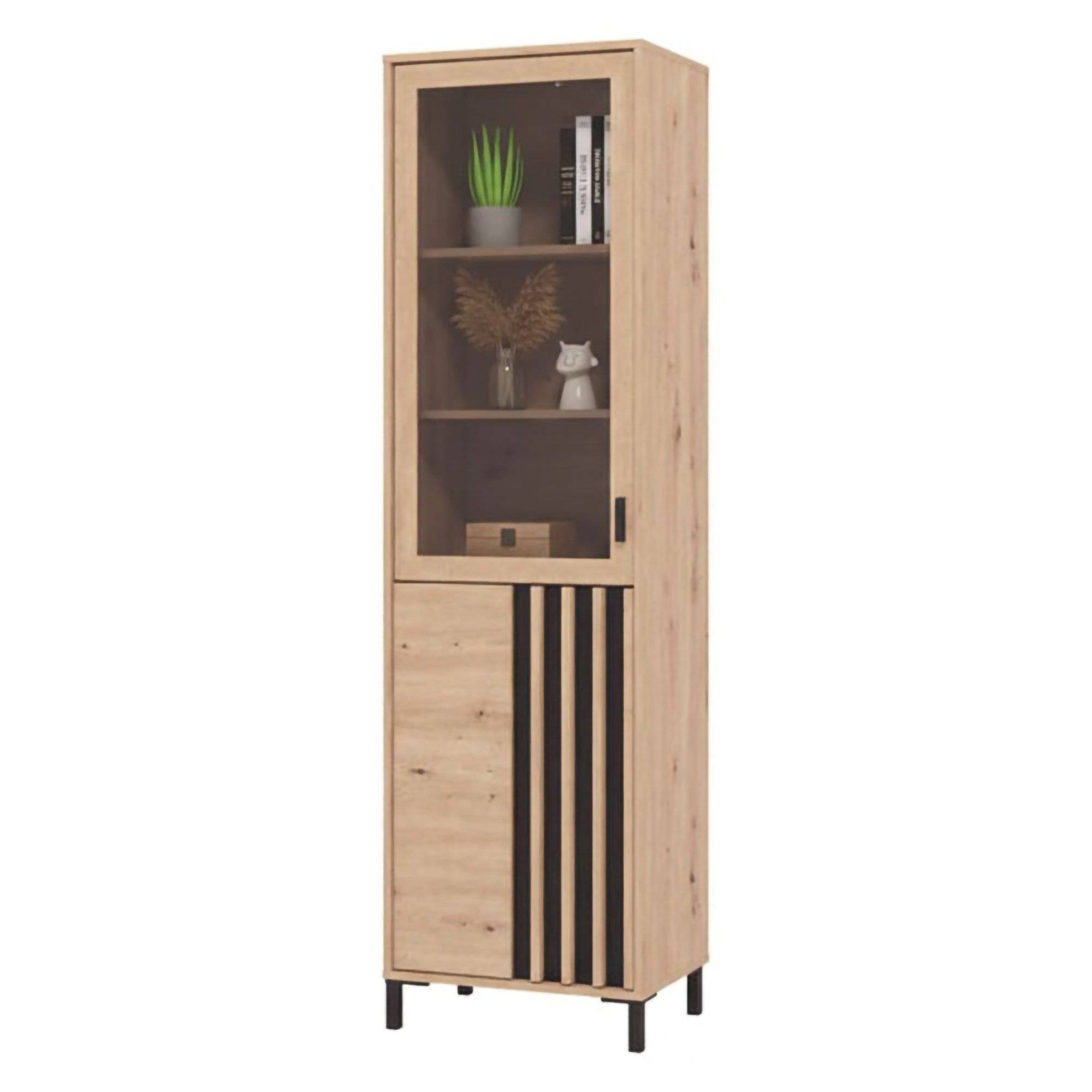 Vitrina senis, 2 puertas, madera chapada roble nudos