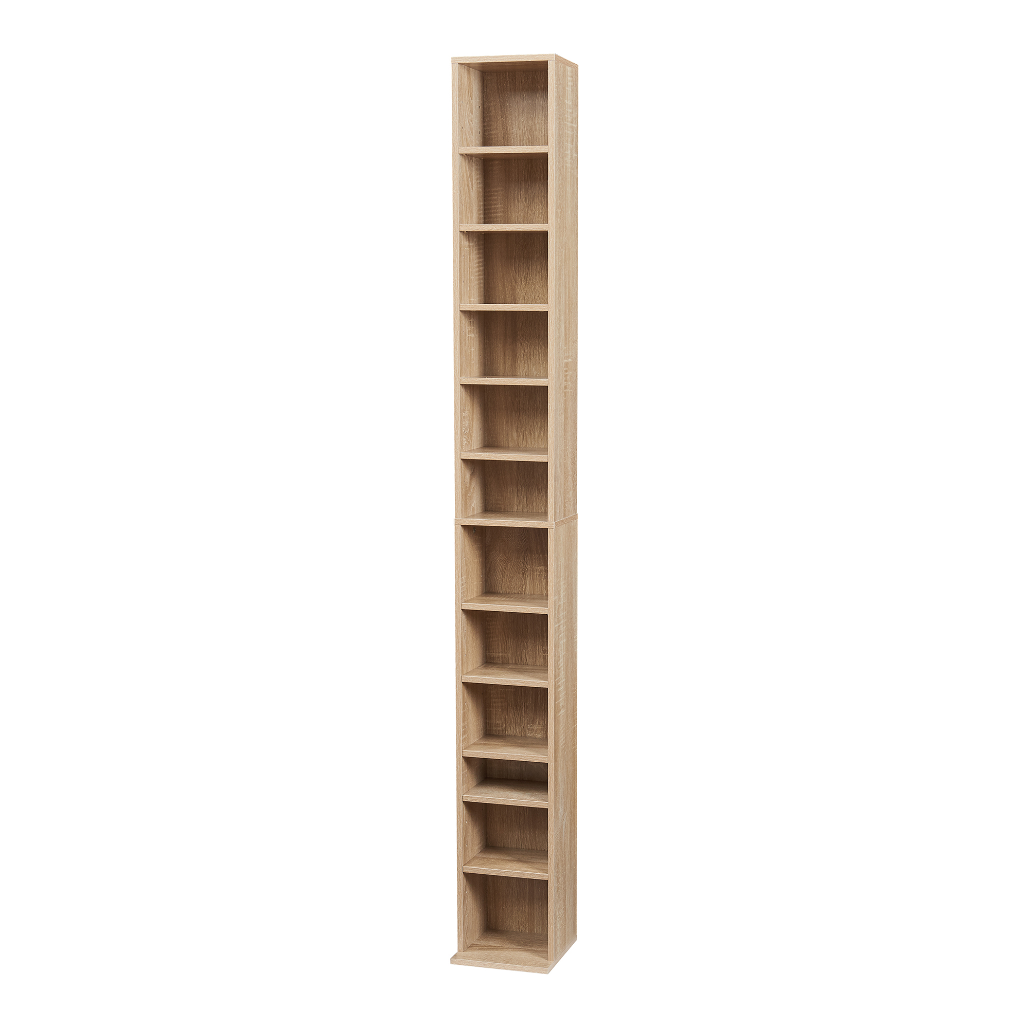 Estantería para cds tynset 12 compartimientos 175x20x20cm - roble [en.casa]