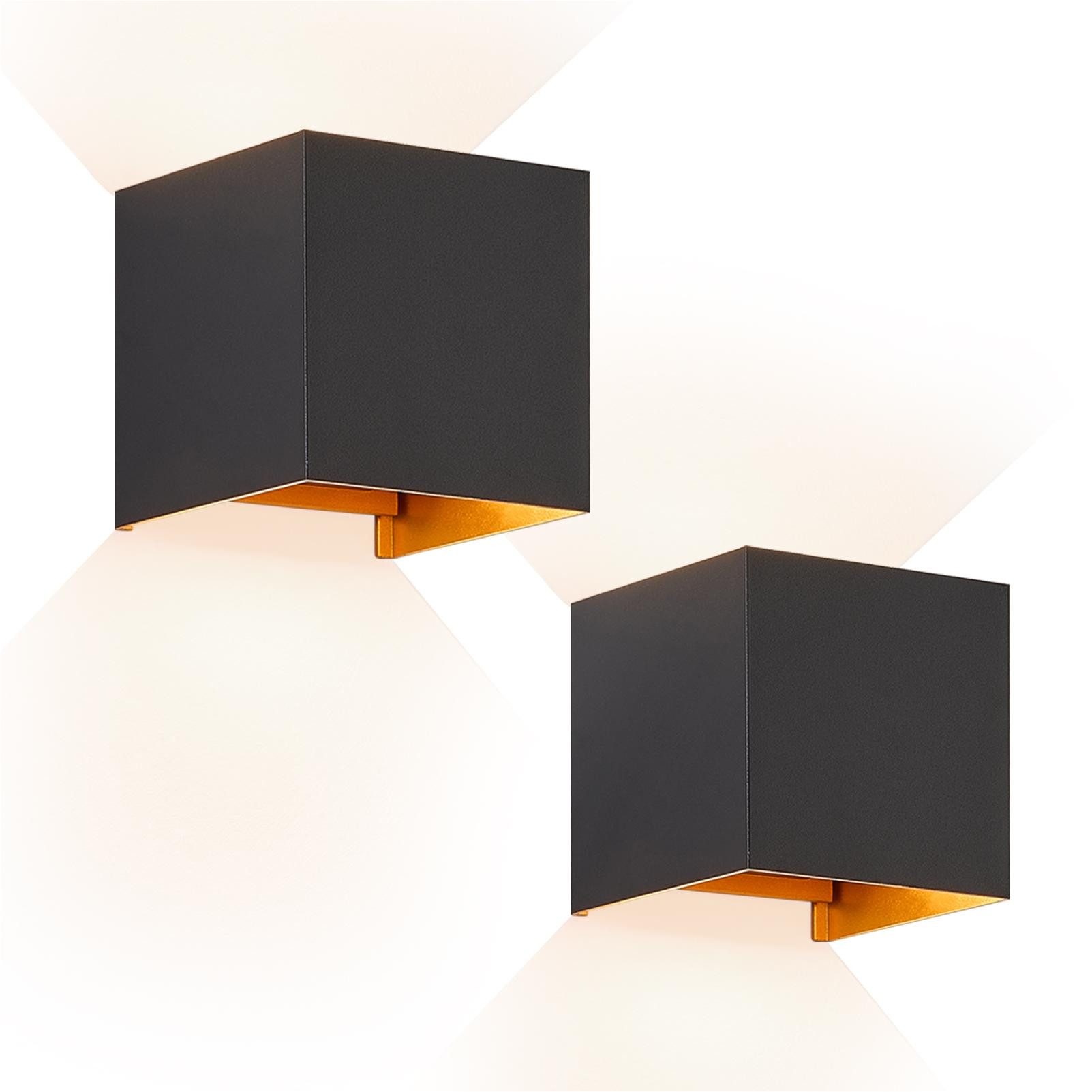 Nettlife aplique pared LED negro 10x10 (2er-set)
