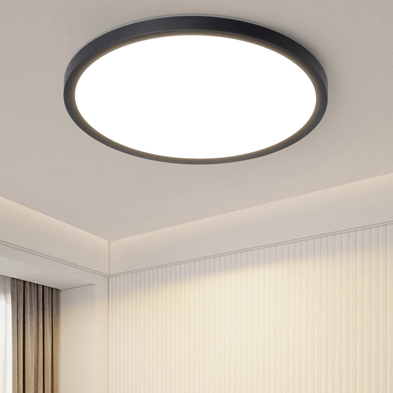 Nettlife lámpara de techo LED baño plano 30cm 24w lámpara de techo blanca
