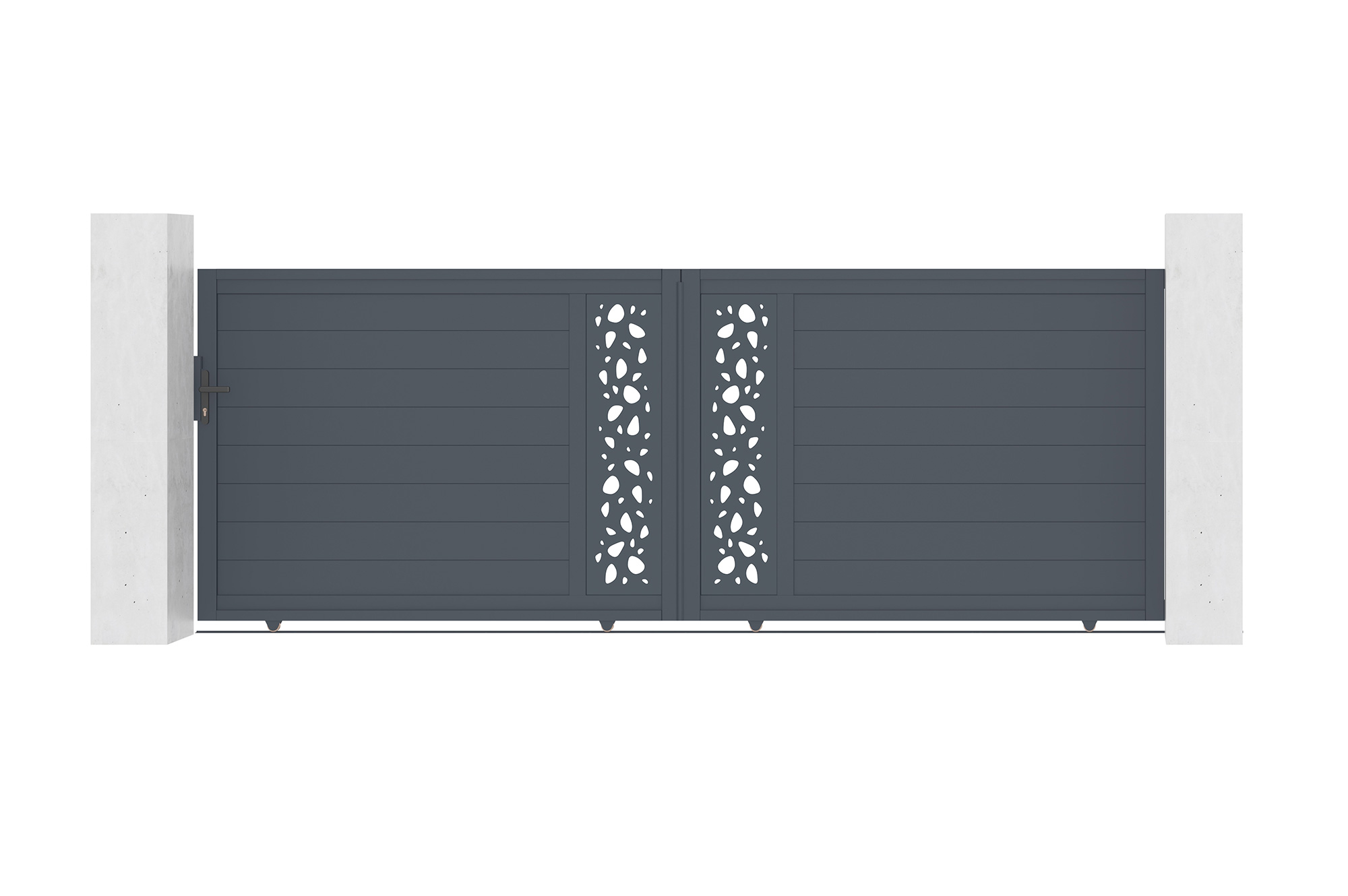 Pack puerta corredera 4m sunny a.140cm + puerta peatonal 1m a.140cm gris