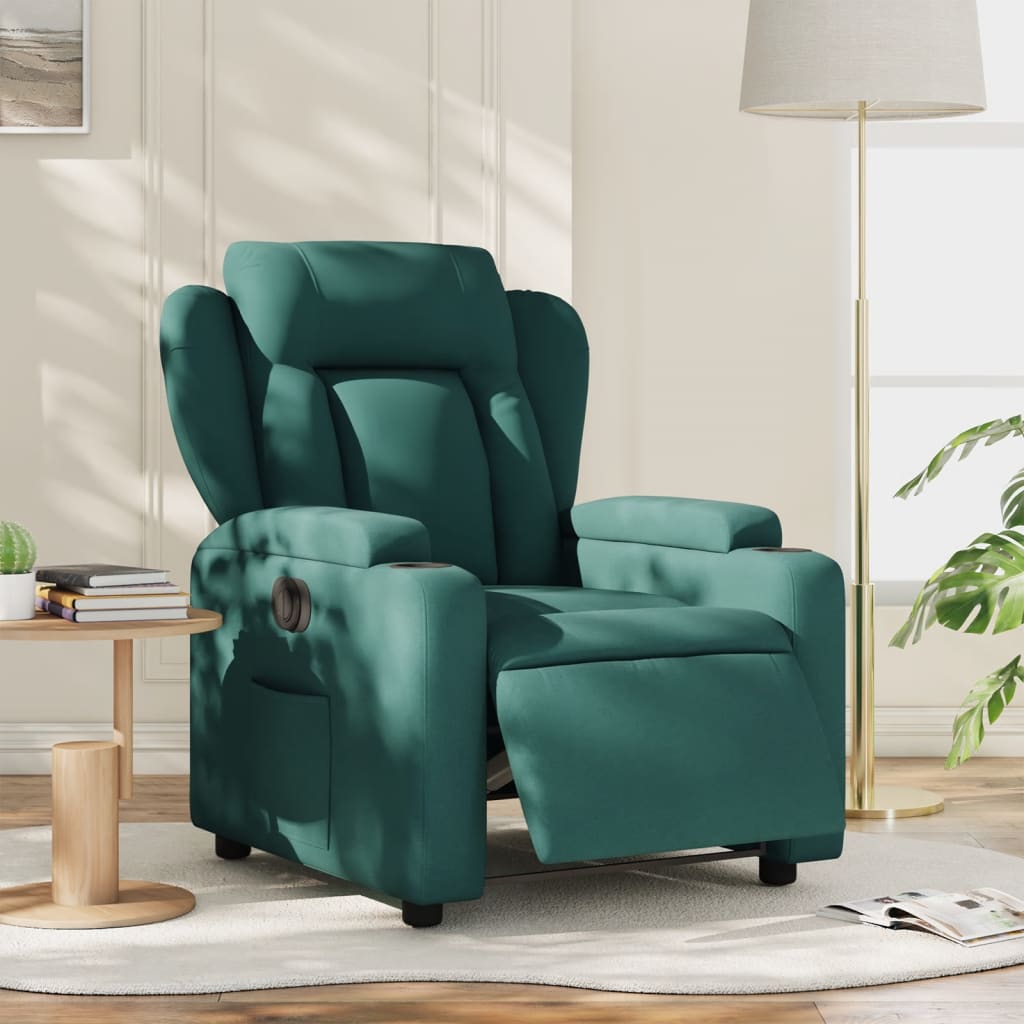 Sillón reclinable eléctrico tela verde oscuro qweo1144