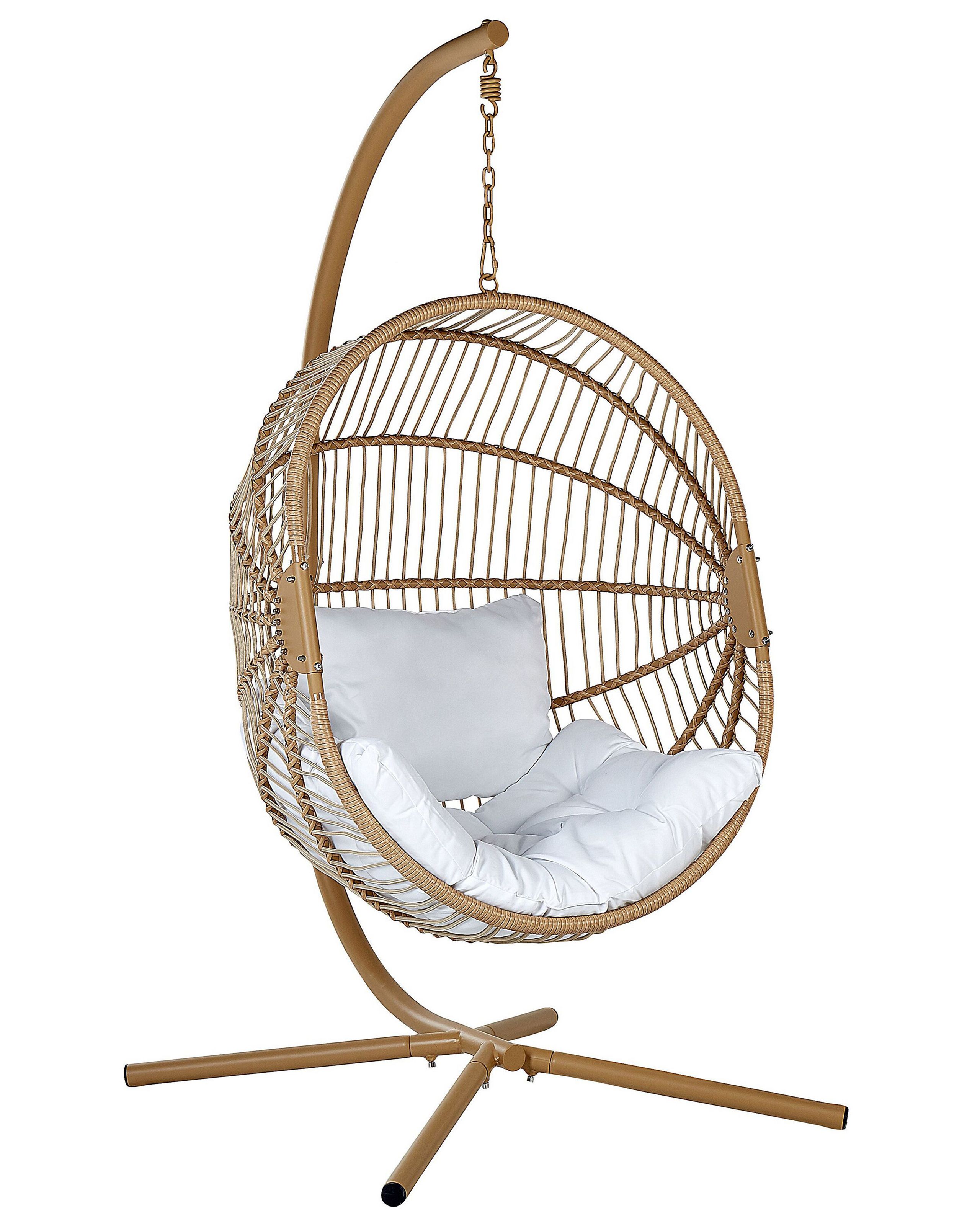 Sillón colgante con soporte acri ratán sintético beige