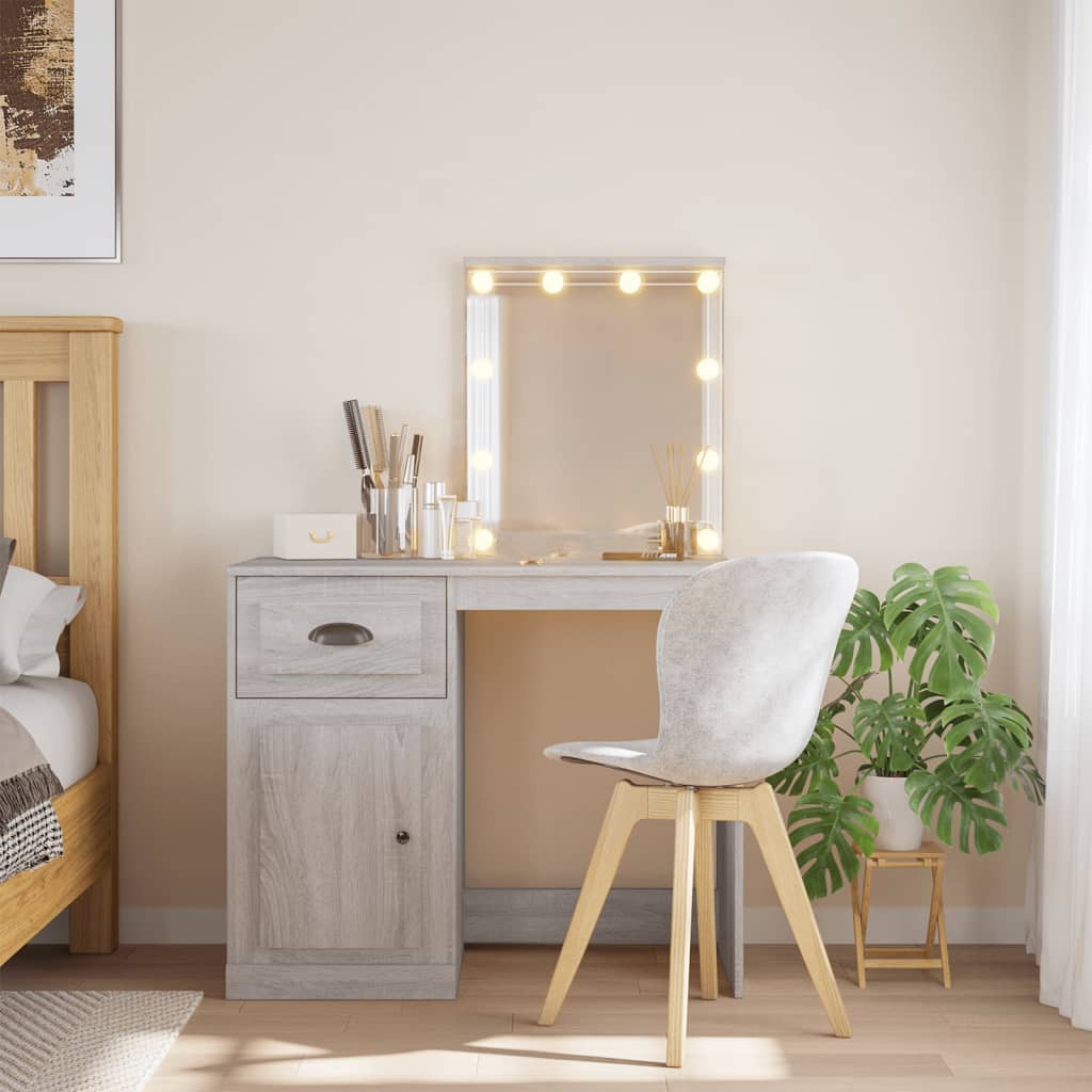 Tocador con luces LED gris sonoma 90x42x132,5 cm es3148