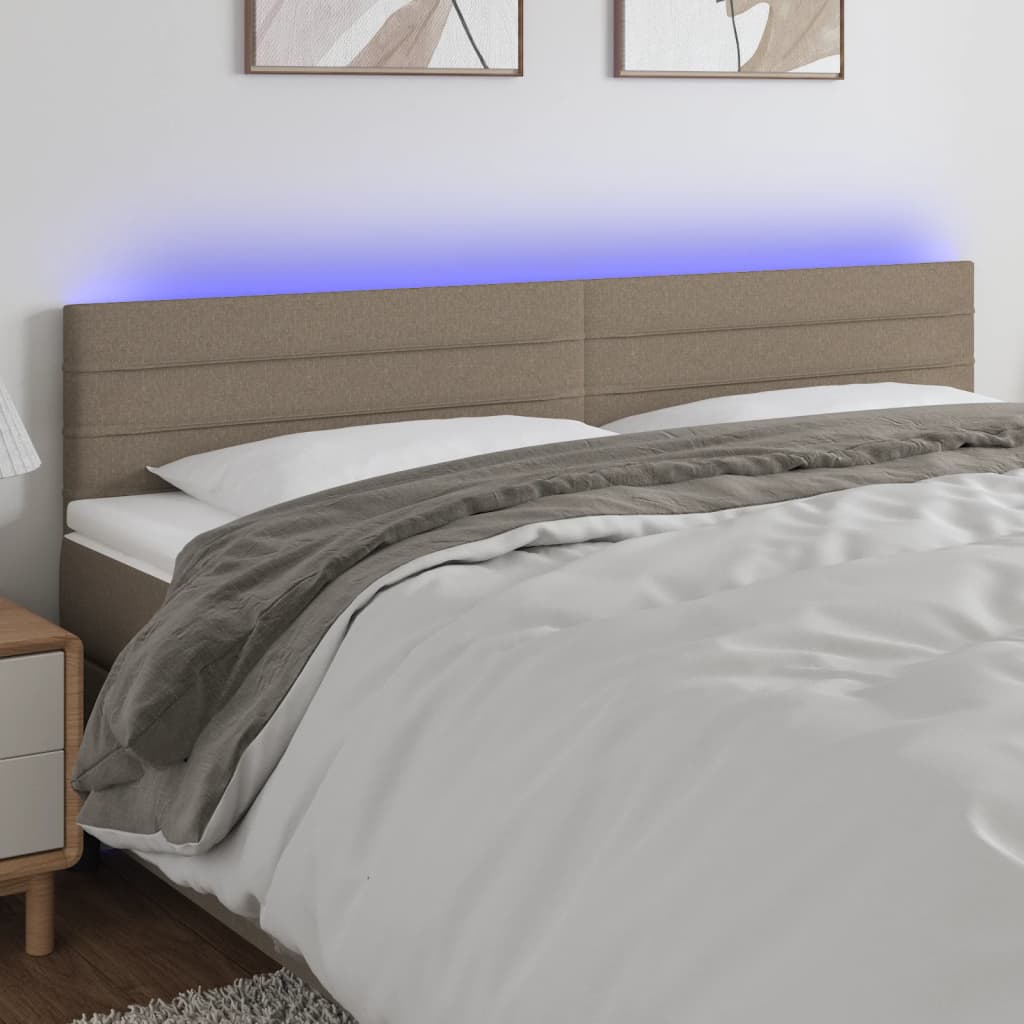 Cabecero con LED de tela gris taupe 160x5x78/88 cm eerf5996