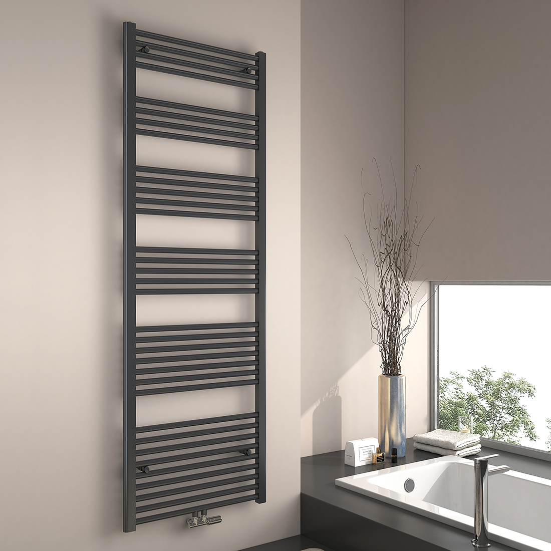 Emke radiador toallero agua caliente antracita 180x60cm 860w