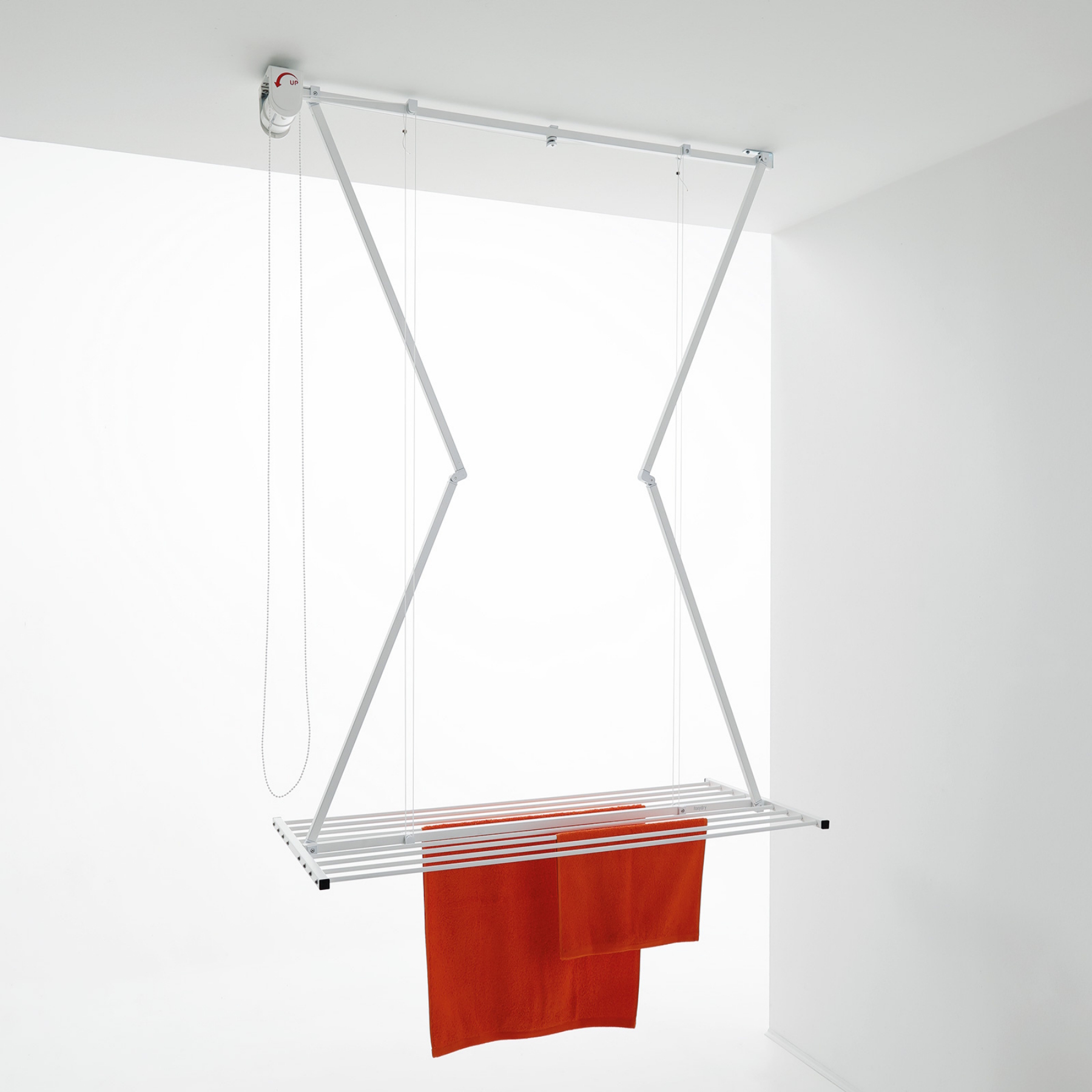Tendedero techo 152 cm foxydry mini blanco, ajustable, salvaspacio