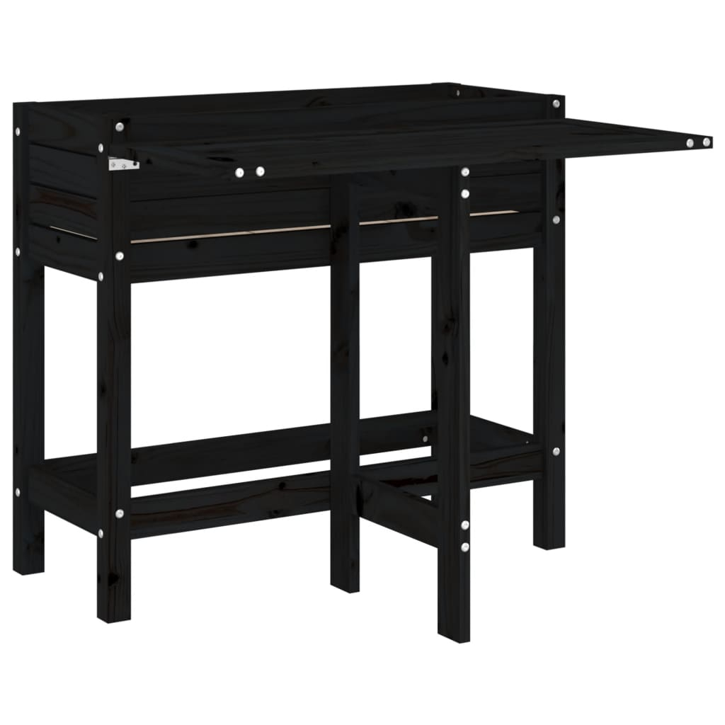 vidaXL jardinera con tapa plegable madera maciza de pino negro