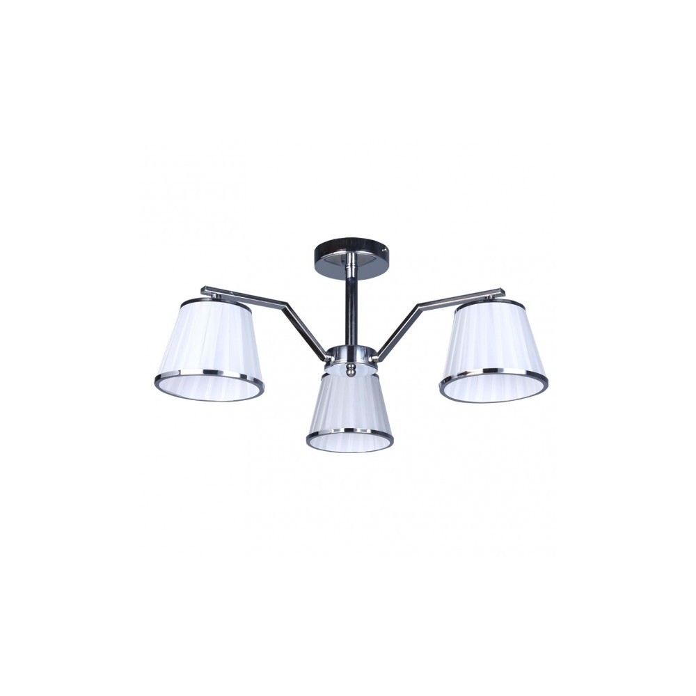 Lámpara - trebol - 3 luces - cromo - pantalla blanca - diseño moderno