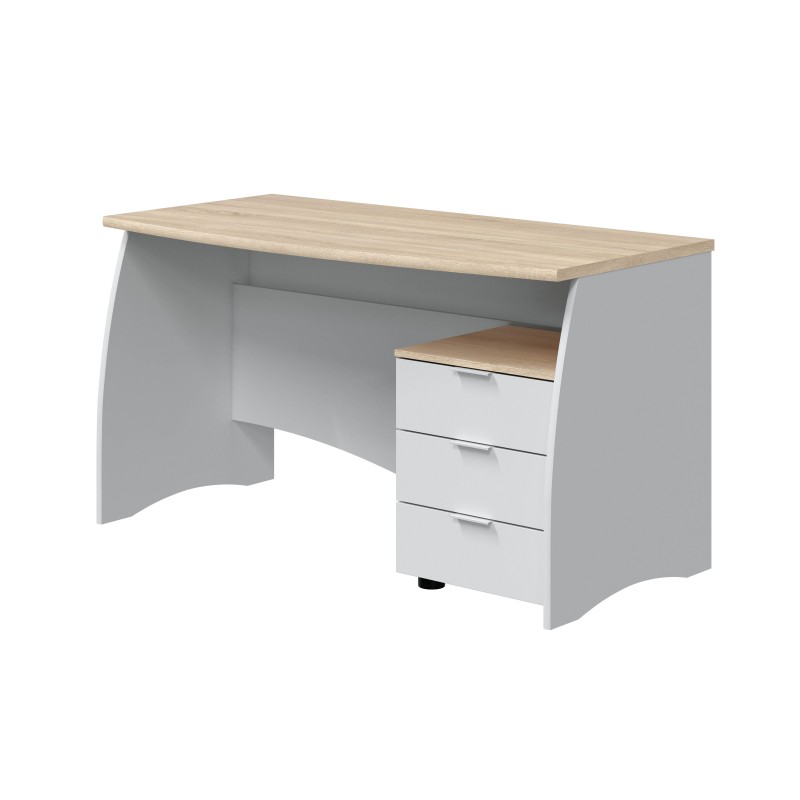 Mesa de escritorio con 3 cajones 136x67 cm stil buc blanco - roble