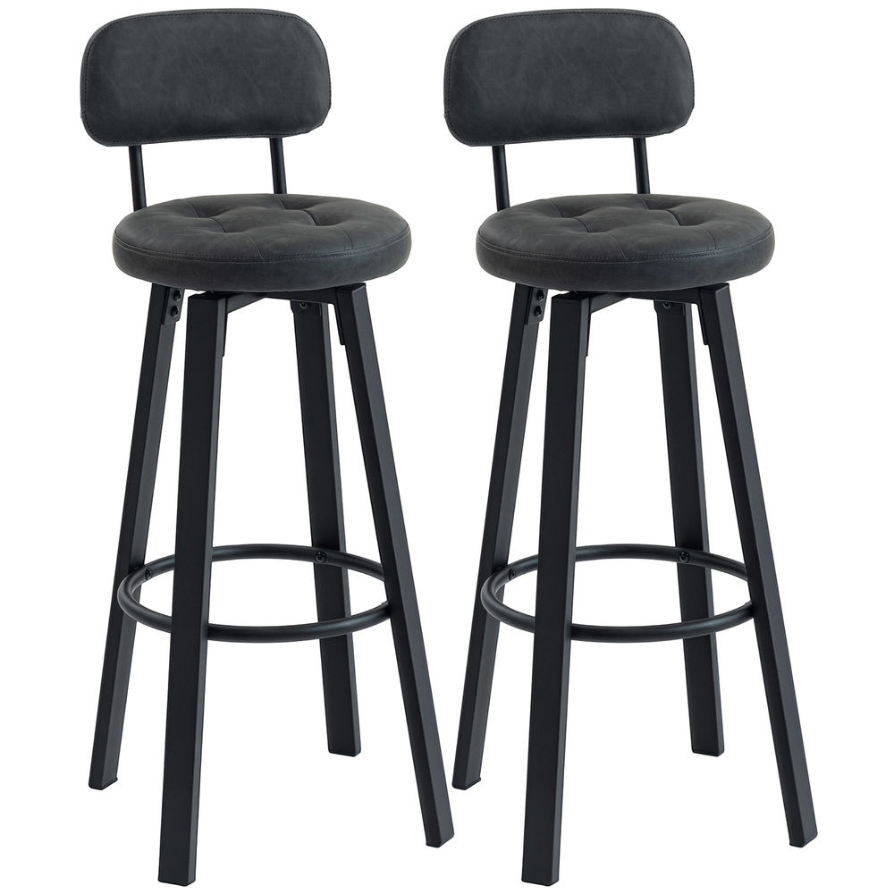 Taburetes de bar 35.5x43.5x98 cm pu, metal color gris Homcom