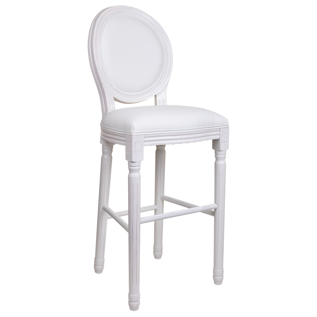 Taburete de madera blanco 52x46x116