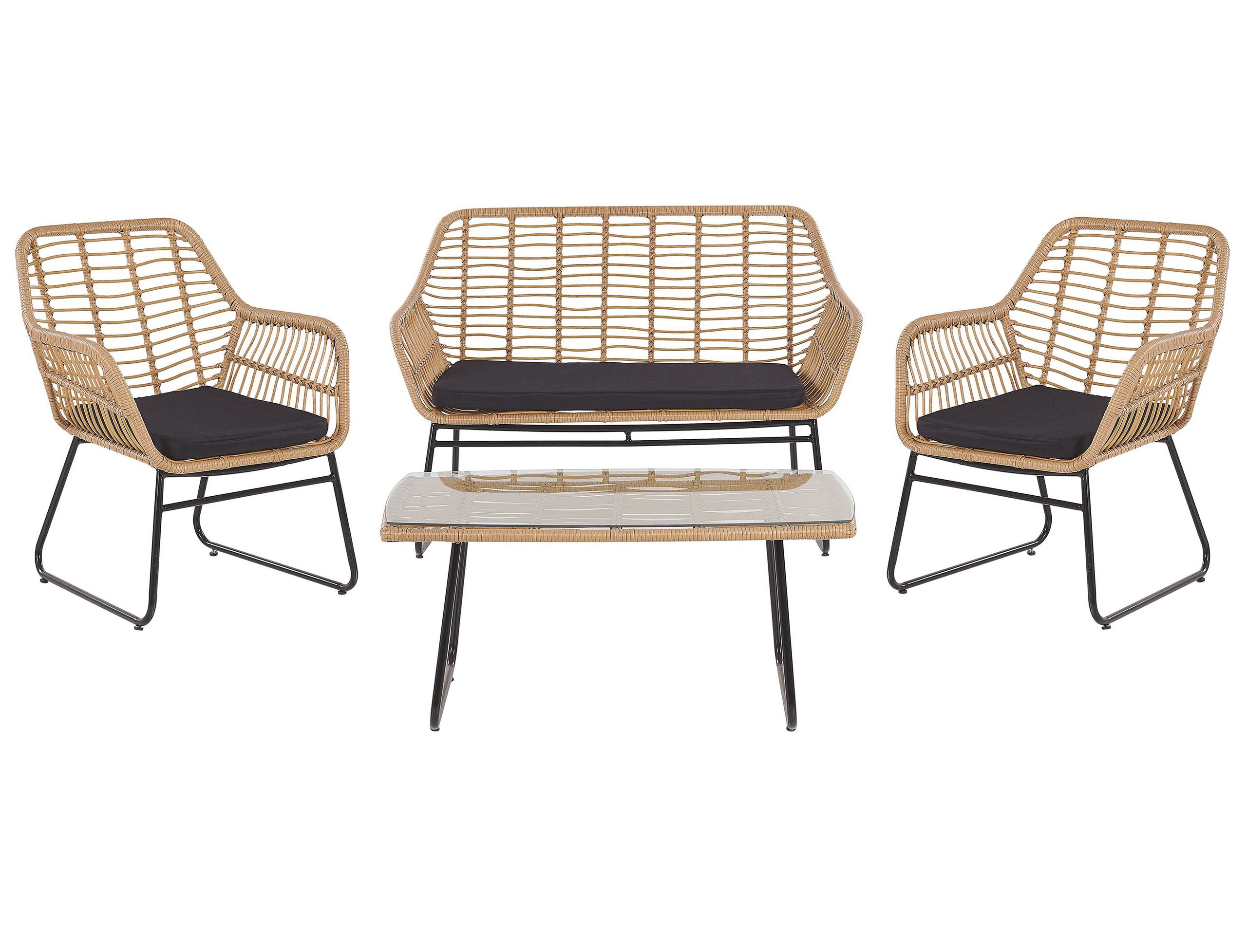 Conjunto de jardín con mesa 4 plazas minori ratán sintético beige