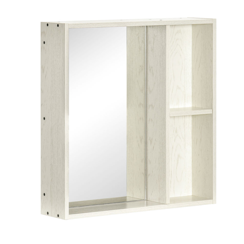 Armario con espejo 63x15x65 cm mdf, vidrio color blanco kleankin