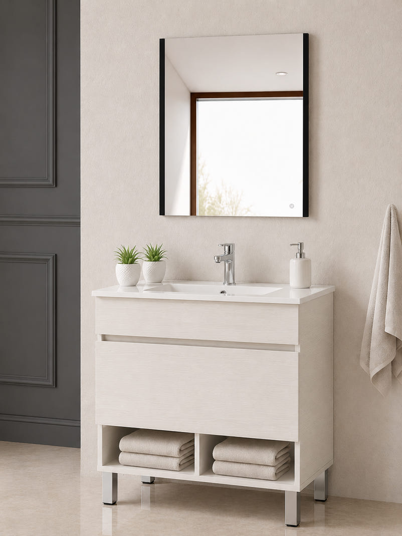 Mueble de baño con lavabo nebari sin espejo 120x45 cm 1 seno blanco nórdico