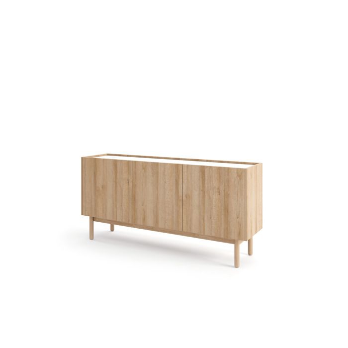 Comoda - 3xe living - roble riviera - 3 puertas - 6 estantes - pulsar para