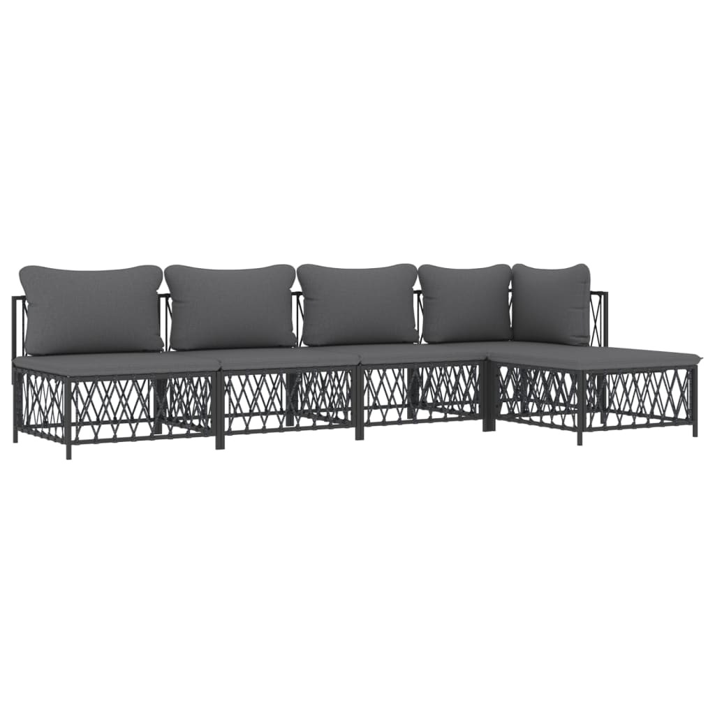 vidaXL juego muebles de jardín 5 pzas y cojines acero gris antracita