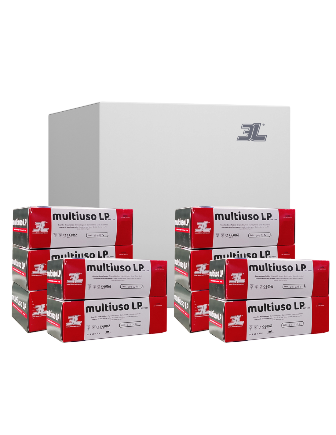 Pak 10 cajas guantes de latex extra fuertes multiuso lp 50 uds (talla m)