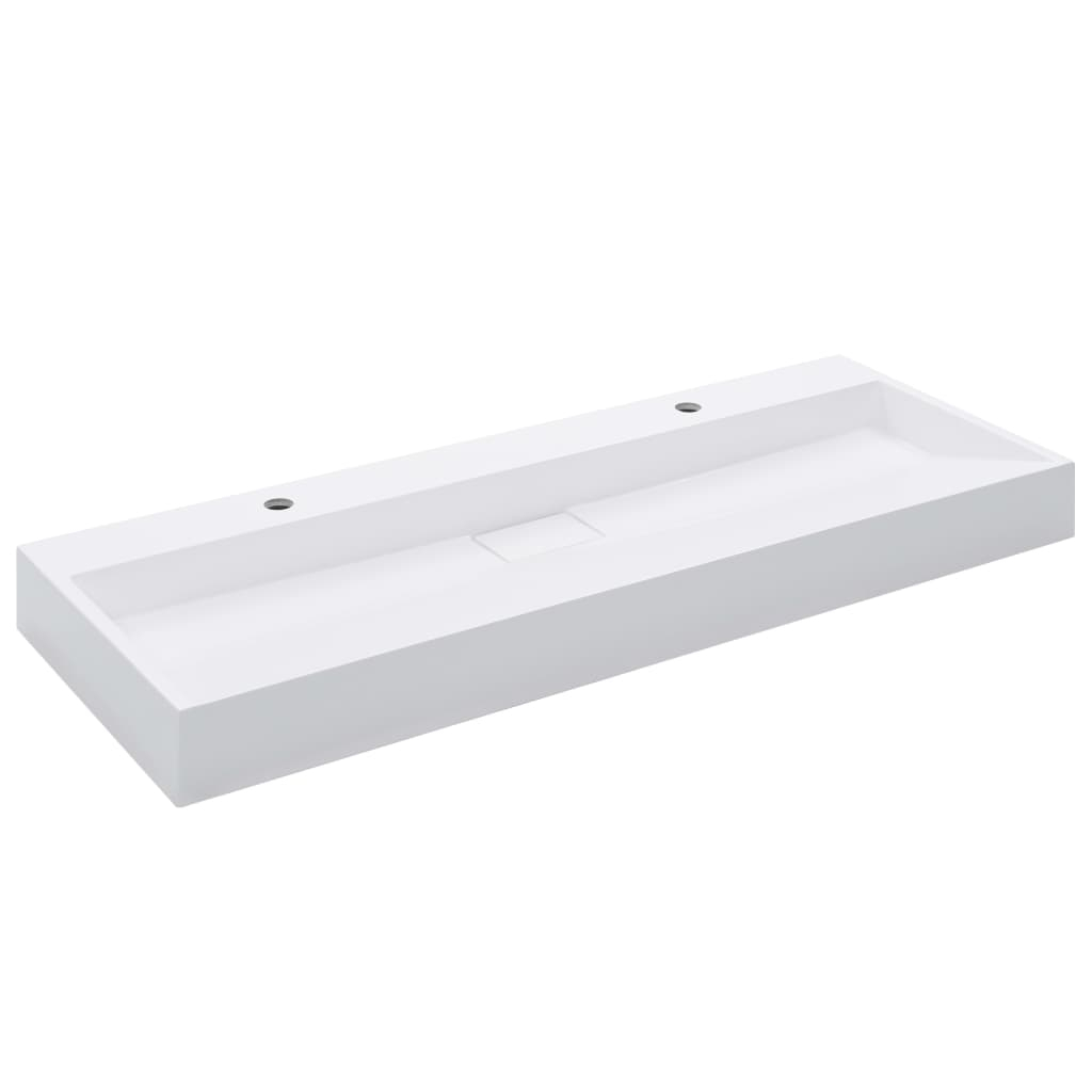 vidaXL lavabo 120x46x11 cm resina mineral/mármol blanco