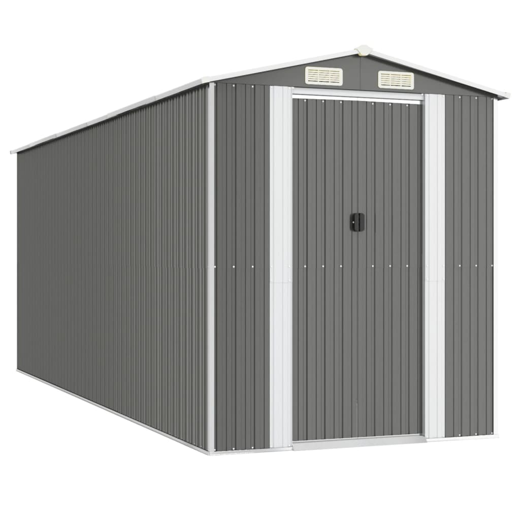 vidaXL cobertizo de jardín acero galvanizado gris claro 192x523x223 cm