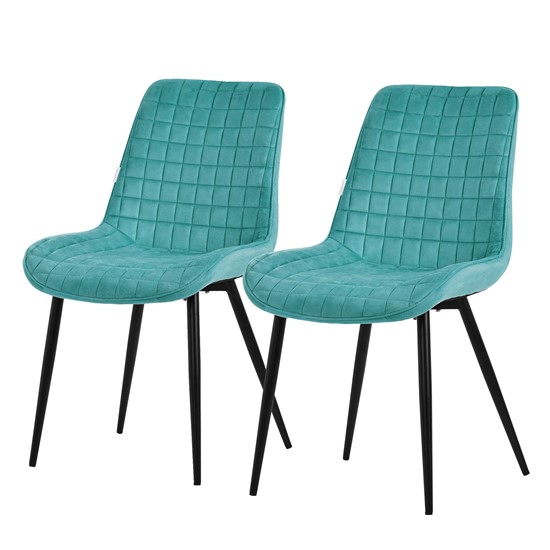 Set 2x sillas de comedor sillón tapizado azul petróleo diseño