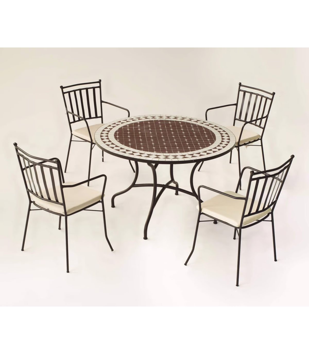 Pack de 4 sillones apilables con cojín para exterior