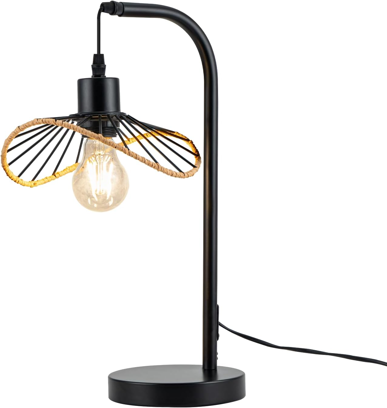 Nettlife lámpara mesa vintage E27 metal negro escritorio (sin bombilla)