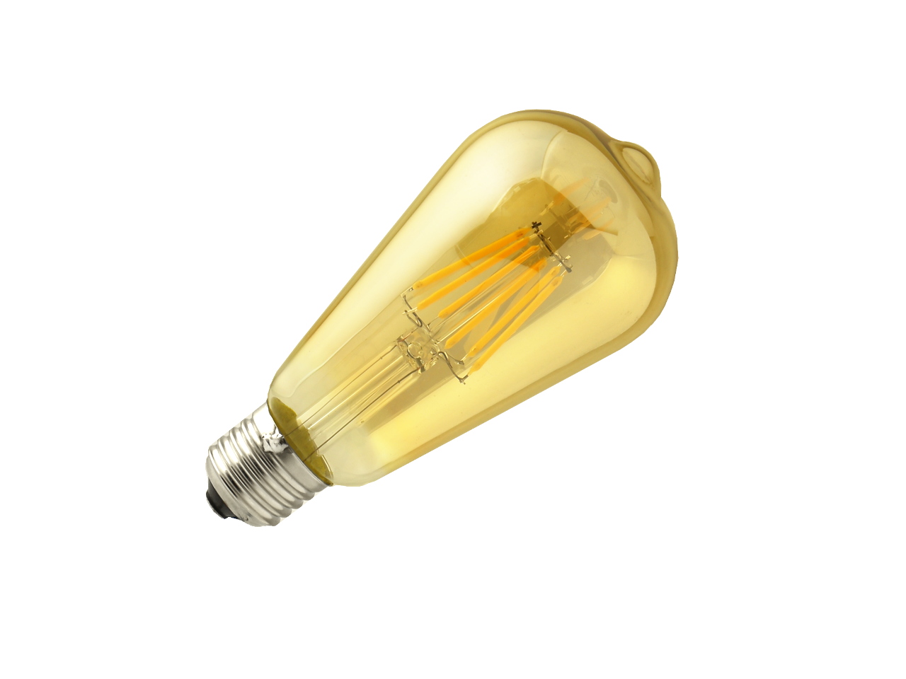 Bombilla LED st64 filamento 6w E27 blanca 2700k dorada