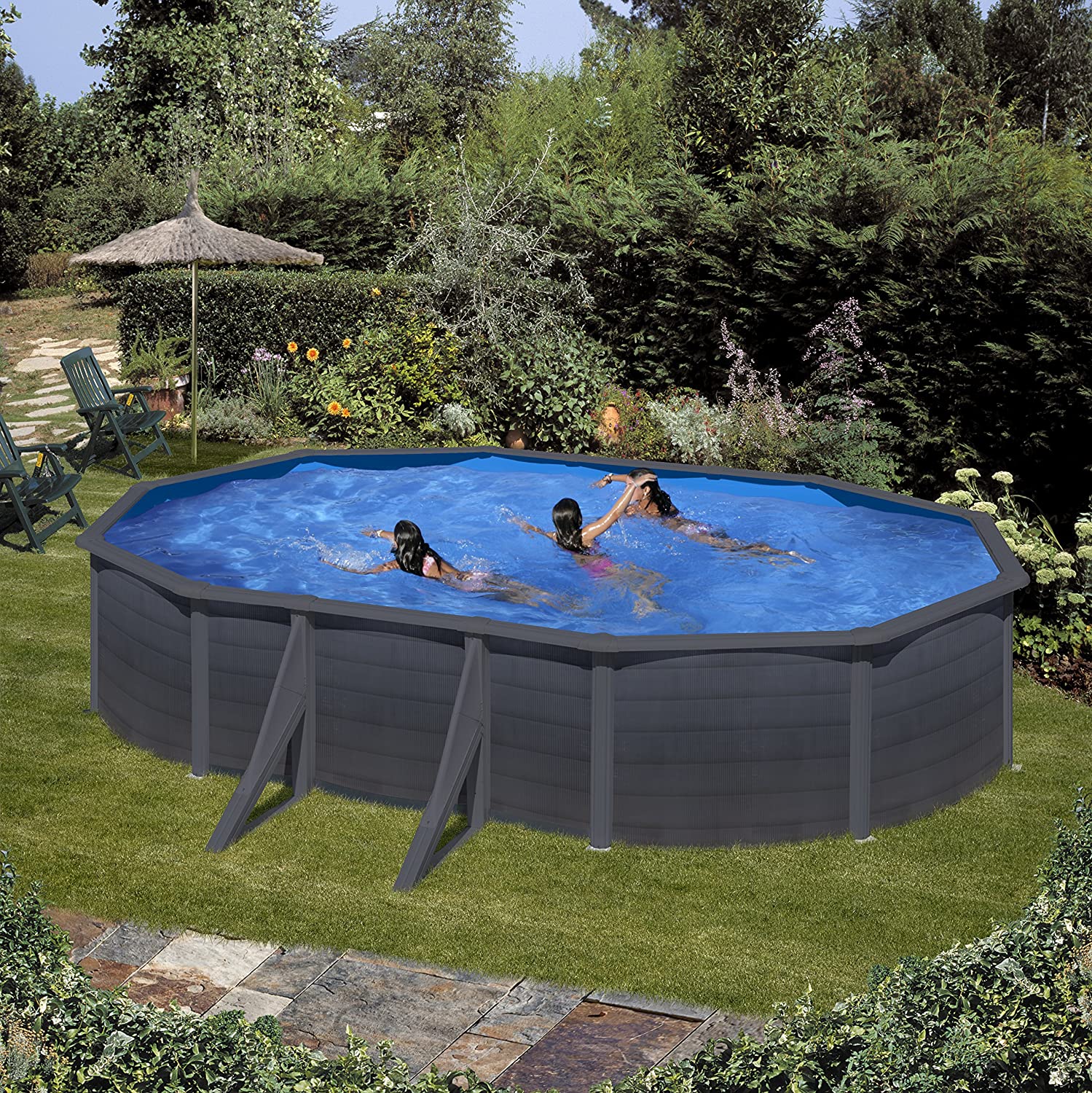 piscina gre ovalada kea kit730gy color grafito gre
