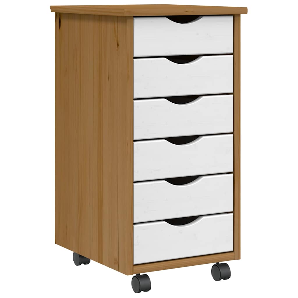 Cajonera con ruedas moss madera maciza pino marrón miel efe3835