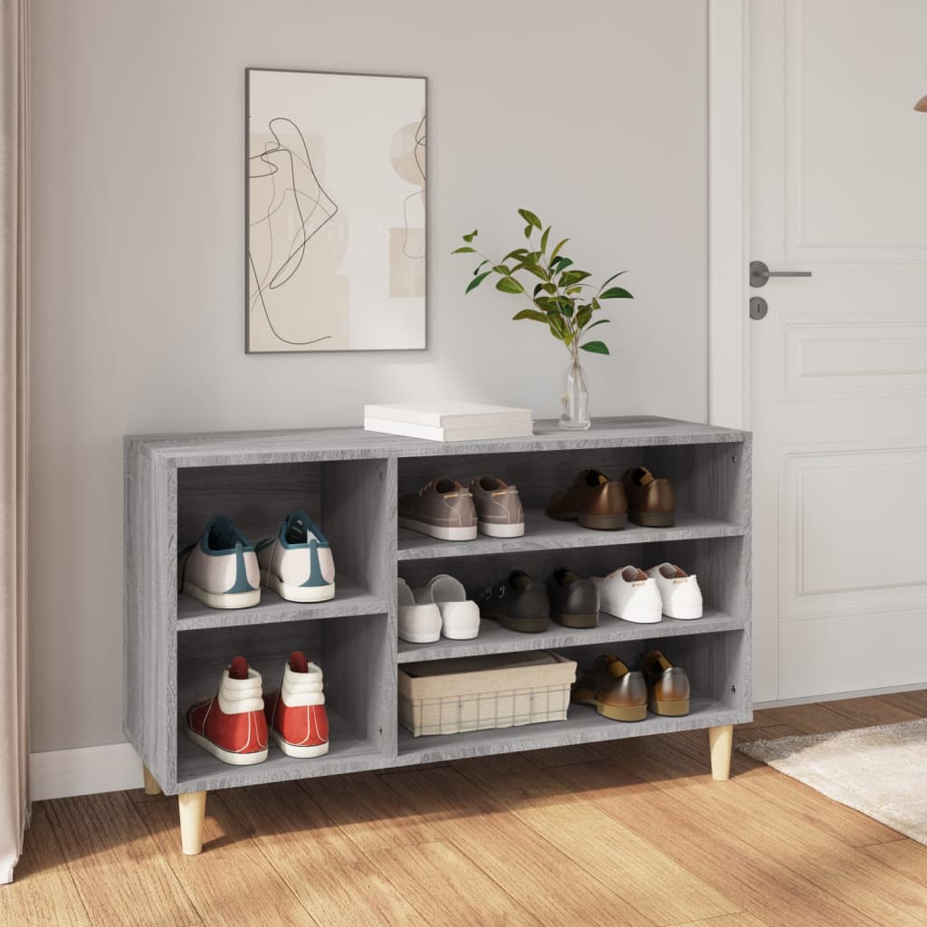 Mueble zapatero madera contrachapada gris sonoma 102x36x60 cm esxt1217