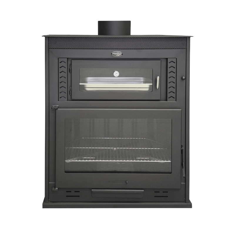Barbacoa leña horno MV100 120x65x123 cm vista, refractario y tiro