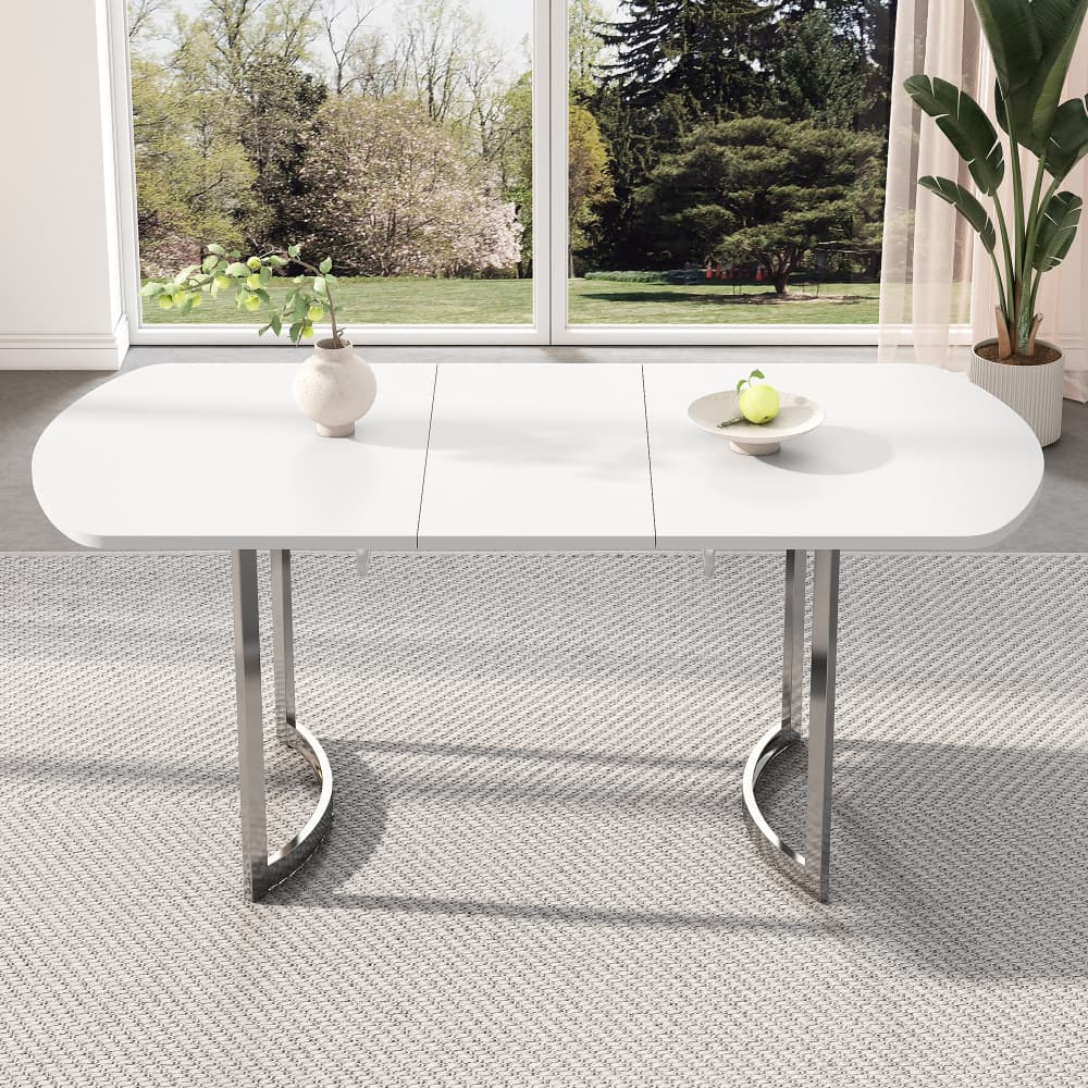Mesa de comedor extensible para 4-6 personas mdf blanco 76x140x80cm