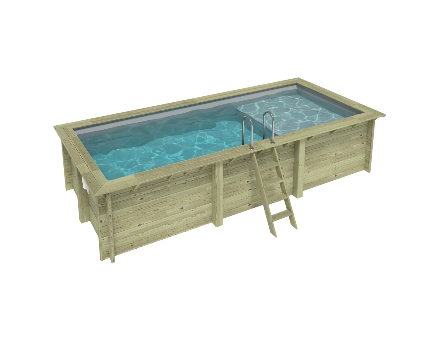 Piscina de madera aqua 6.1x2.85 – h.1.31 m con playa, gris, - sin solera