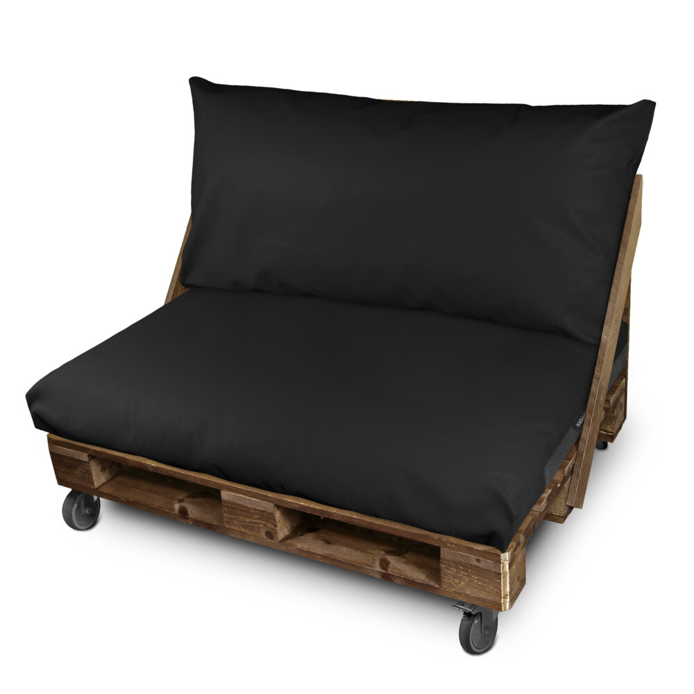 Cojín para palets polipiel exterior negro respaldo 80x45x25