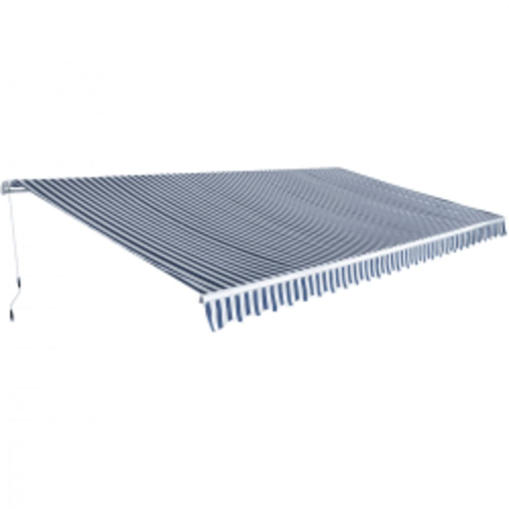 vidaXL toldo plegable de operación manual 600 cm azul y blanco
