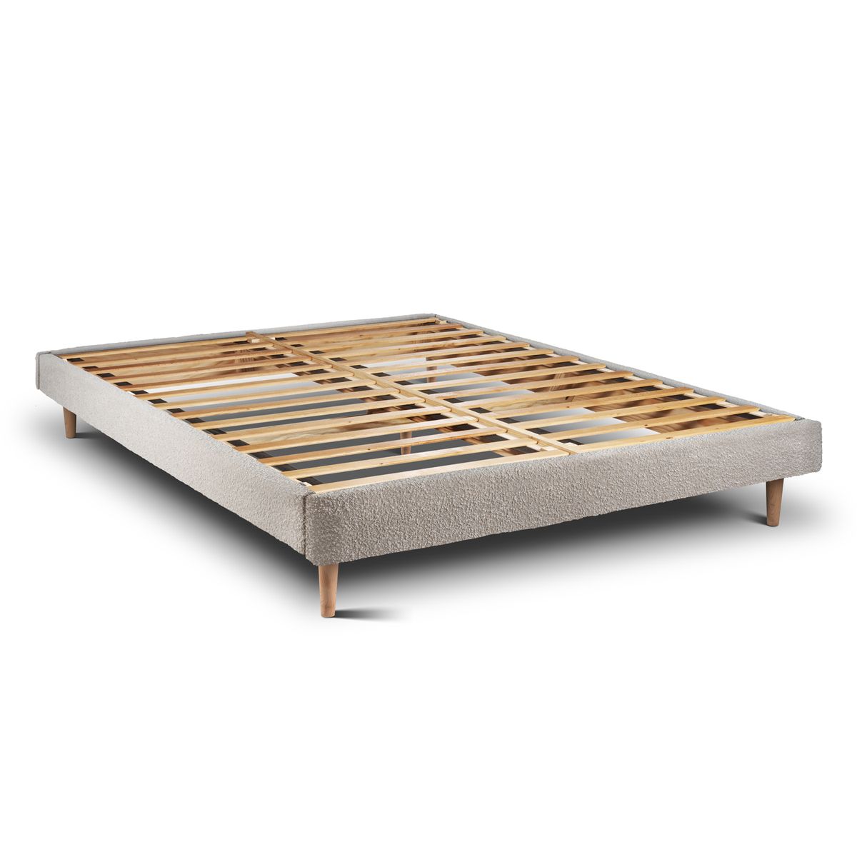 Somier de láminas 140x200 cm - tejido rizado - kit de montaje - beige claro