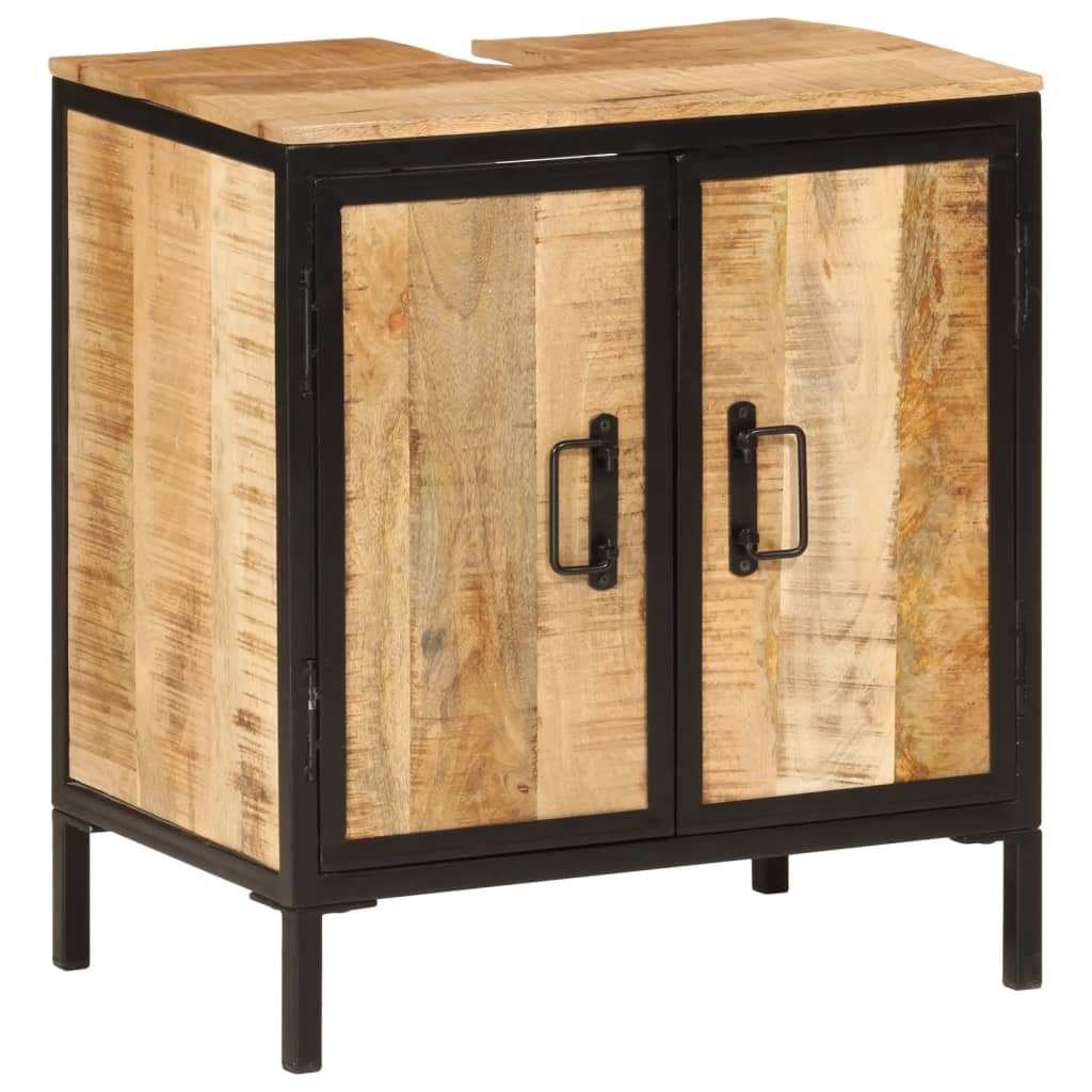 vidaXL mueble de baño madera maciza de mango y hierro 55x35x60 cm