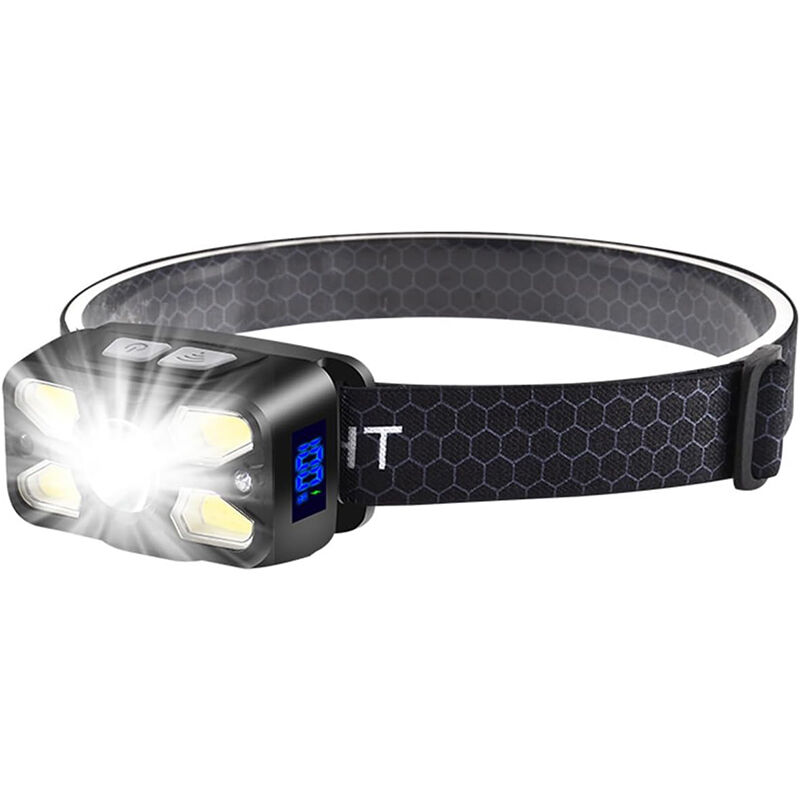 Linterna LED 7 modos 45° sensor pantalla recargable