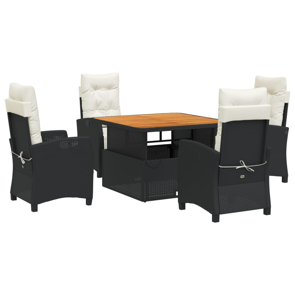 vidaXL set de muebles jardín 5 pzas con cojines ratán sintético negro