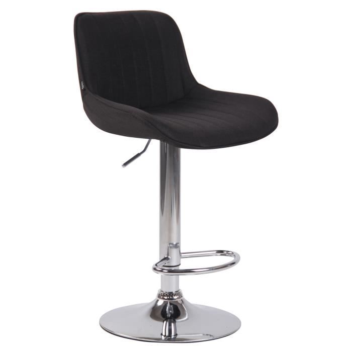 Taburete de bar ajustable - tela - negro/chrome