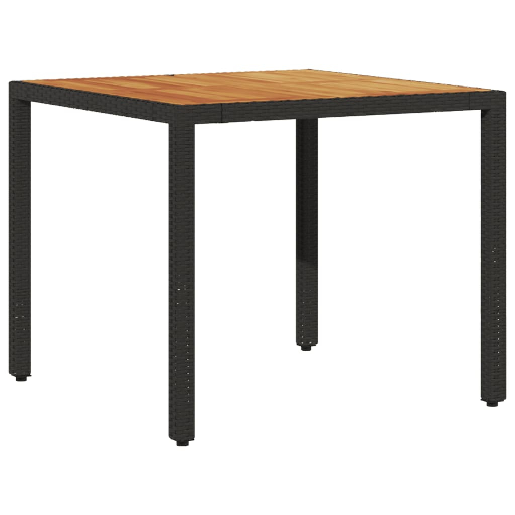 vidaXL mesa de jardín superficie madera acacia ratán negro 90x90x75 cm