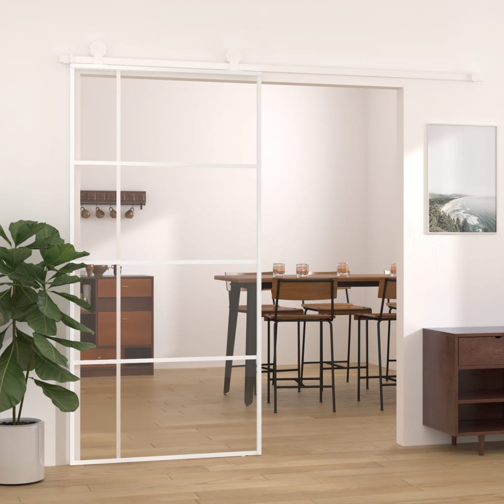 Puerta corredera esg vidrio y aluminio blanca 102,5x205 cm esxt7996