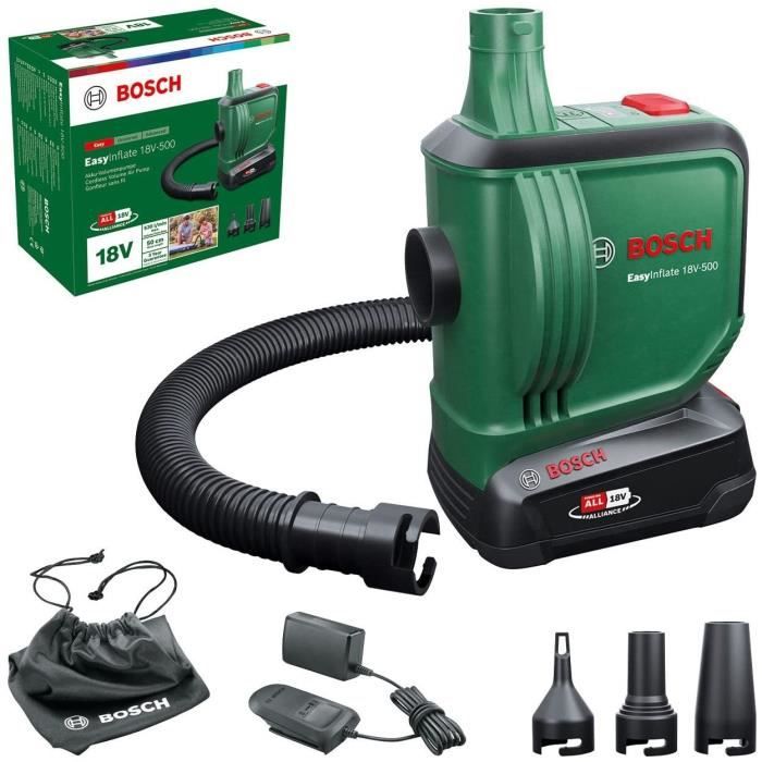 Inflador inalámbrico Bosch easyinflate 18v-500 entregado con 3 boquillas de