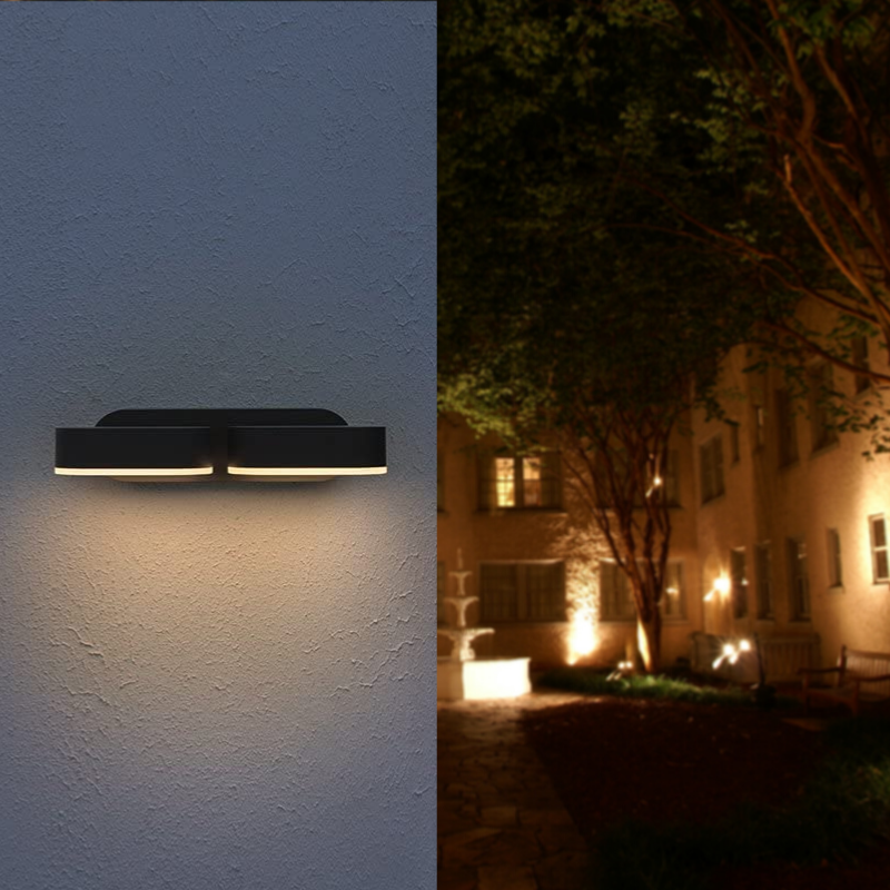 Aplique LED doble negro 12w ip54 orientable oval - blanco neutro