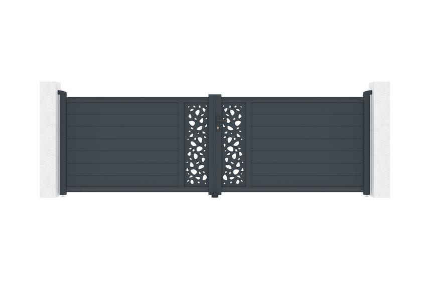 Puerta batiente regulable ancho 4m sunny h.120cm aluminio gris