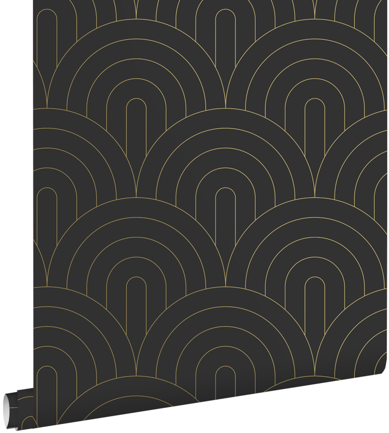 Estahome papel pintado arte deco blanco y negro 53 cm x 10.05 m