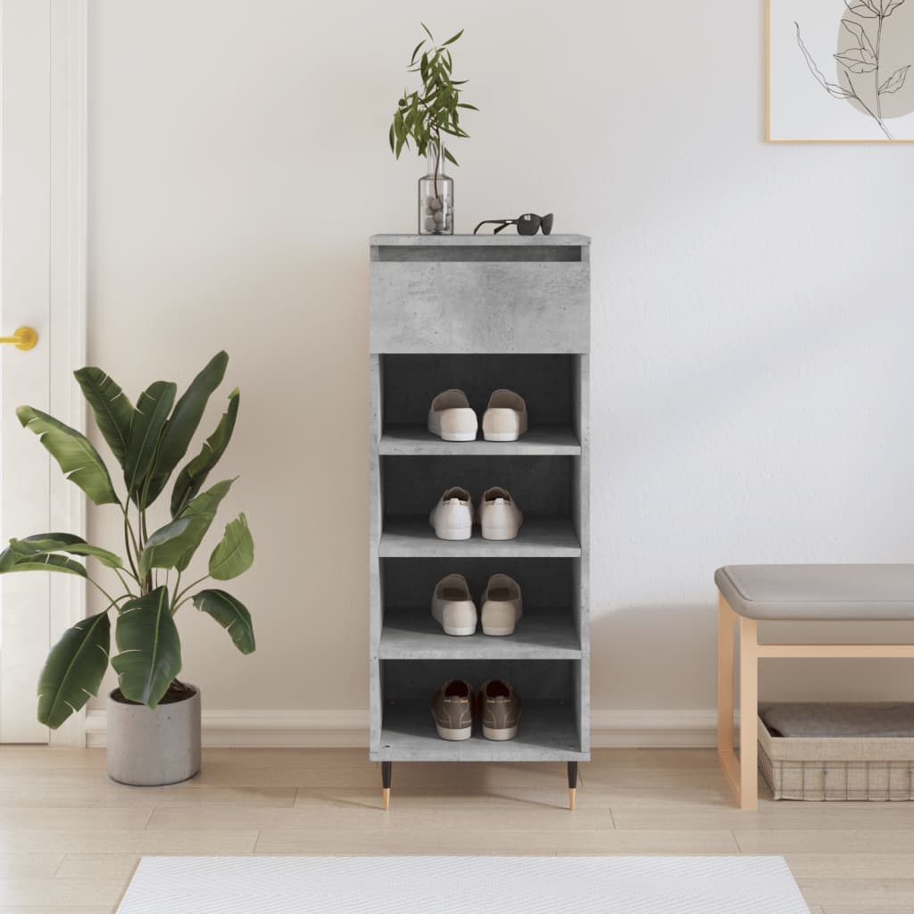 Mueble zapatero madera contrachapada gris hormigón 40x36x105 cm esxt8576